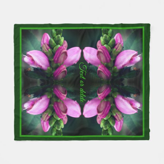 Roze Turtlehead Flower Abstract gepersonaliseerd Fleece Deken (Voorkant (Horizontaal))