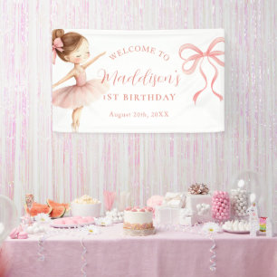 Roze Tutu Ballerina Ballet Danseres Meisje Verjaar Spandoek