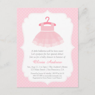 Roze Tutu Ballerina Girl Baby Shower Invitations Kaart