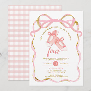 Roze Tutu Ballerina Verjaardagsfeest Ballet Ribbon Kaart