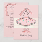 Roze Tutu Birthday Party Invitation Kaart (Voorkant / Achterkant)