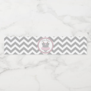 Roze Tutu Chevron Meisje Baby shower Waterfles Etiket