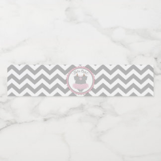 Roze Tutu Chevron Meisje Baby shower Waterfles Etiket