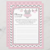 Roze Tutu Chevron Print Baby shower Geheugenspel (Voorkant / Achterkant)