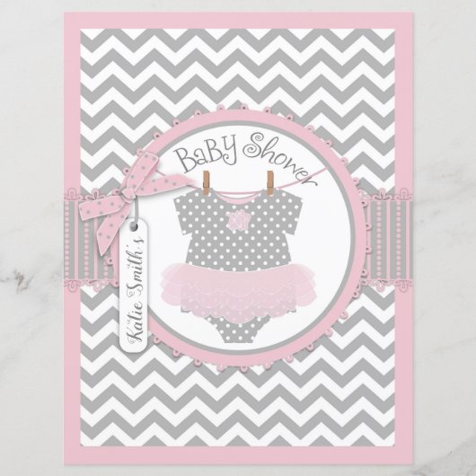 Roze Tutu Chevron Print Baby shower spelboek (Voorkant)