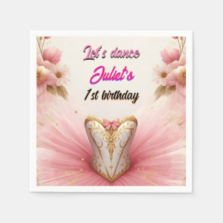 roze Tutu chic meisjes Ballerina 1e verjaardag Servet