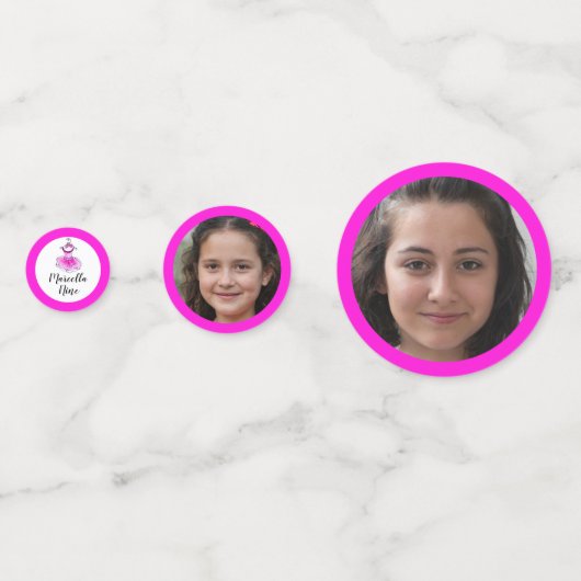 Roze tutu jurk 9e verjaardag aangepaste foto confetti (Voorkanten)