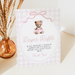 Roze Tutu Teddybeer Baby Shower Luierspel Reclamebord Met Voetstuk