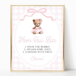 Roze Tutu Teddybeer Baby Shower Mimosa Bar Poster