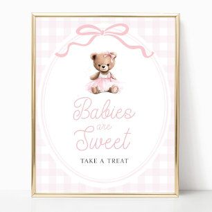 Roze Tutu Teddybeer Baby Shower Zoetigheden Tafelb Poster