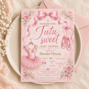 Roze Tutu Zoete Ballerina Kleine Meisje Baby Showe Kaart