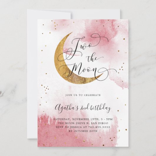 Roze twee: de tweede verjaardag van het Moon-meisj Kaart (Voorkant)