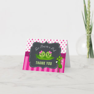 Roze Twee Erwten in een Peul Baby Shower Tweeling Bedankkaart