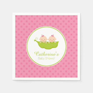 Roze Twee Erwten In Pod Baby shower Papier Servet