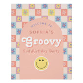 Roze Twee Groovy Boho 2e Verjaardag Welkom Teken Perfect Poster (Voorkant)