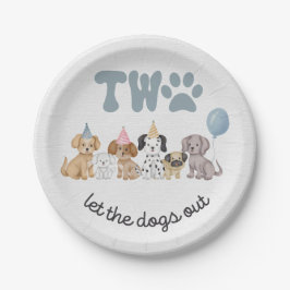 Roze Twee Laat de Honden Uit Feest Bord