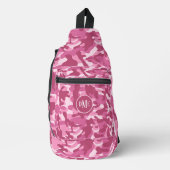 Roze tweekleurige camo monogram sling bag (Voorkant)