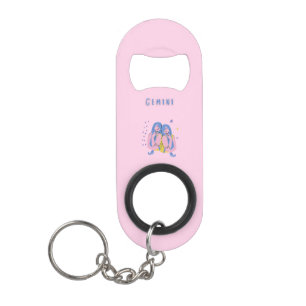 Roze Tweeling, sterrenbeeld, sterrenbeeld afdruk Mini Flessenopener