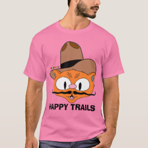 Roze Tweezijdige HAPPY TRAILS Cartoon Snorharen Ka T-shirt