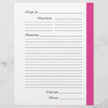 Roze tweezijdige Recipe Pages