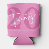 Roze Twintigste Twintigste Twintigste Verjaardagsf Blikjeskoeler (Voorkant)
