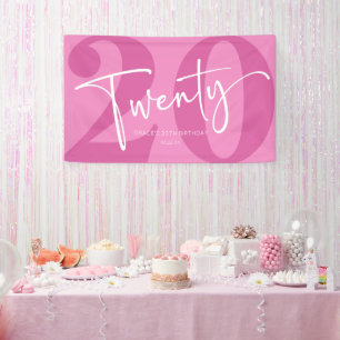 Roze Twintigste Twintigste Twintigste Verjaardagsf Spandoek