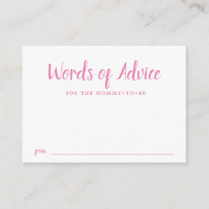 Roze Typografie Girl Baby shower Advice Informatiekaartje