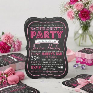 Roze typografie krijtbord vrijgezellenfeest voor d kaart