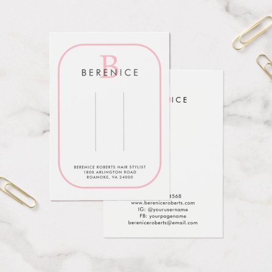 Roze Typografie Monogram Logo Haar Clips display Visitekaartje (Kantoor)