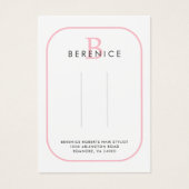 Roze Typografie Monogram Logo Haar Clips display Visitekaartje (Voorkant)