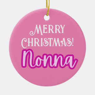 Roze Typografie Vrolijk Kerstfeest Nonna Keramisch Ornament