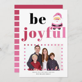 Roze typografie Wees vrolijk, Kerstman Kerstmis fo Feestdagenkaart
