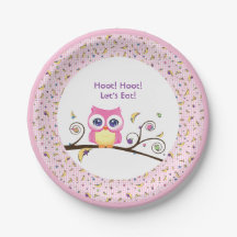 Roze Uil Baby Meisje Shower Hemellichamen Doodles
