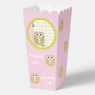 Roze Uil Baby shower Bedankdoosjes