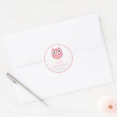 Roze uil baby shower stickers (Envelop)