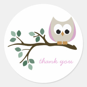 Roze Uil Dank u Stickers