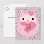 Roze Uil met Sparkle Quote Briefkaart (Voorkant / Achterkant)
