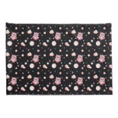 Roze Uil Moonlight Patroon Kussensloop (Achterkant-Rechts)