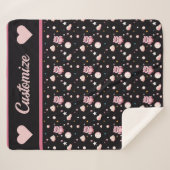 Roze Uil Moonlight Patroon Sherpa Deken (Voorkant (horizontaal))