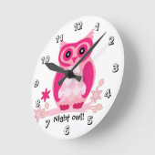 Roze uil ronde klok (Hoek)