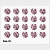 Roze uil ronde sticker (Vel)