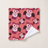 Roze uil schattig patroon bad handdoek (Wasdoekje)