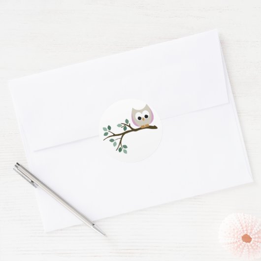 Roze Uil Stickers (Envelop)