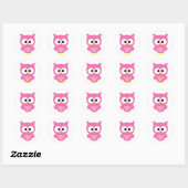 Roze uil stickers! ronde sticker (Vel)