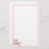 Roze Uil Valentijnsdag Briefpapier (Voorkant / Achterkant)