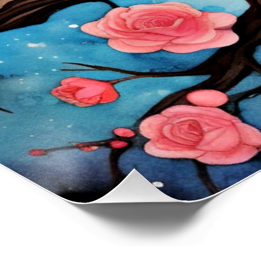 Roze Uil, Volle Maan Perfect Poster (Hoek)