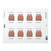 Roze Uil witte Boekplaat Etiket (Full Sheet)