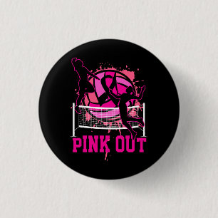 Roze uit Bump Set Spike Volleybal Borstkanker A Ronde Button 3,2 Cm