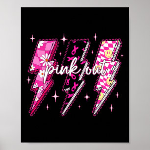 Roze uitgecheckte bliksemschicht borstkanker AW Poster