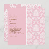 Roze uitnodiging tot het huwelijk van Damask (Voorkant / Achterkant)
